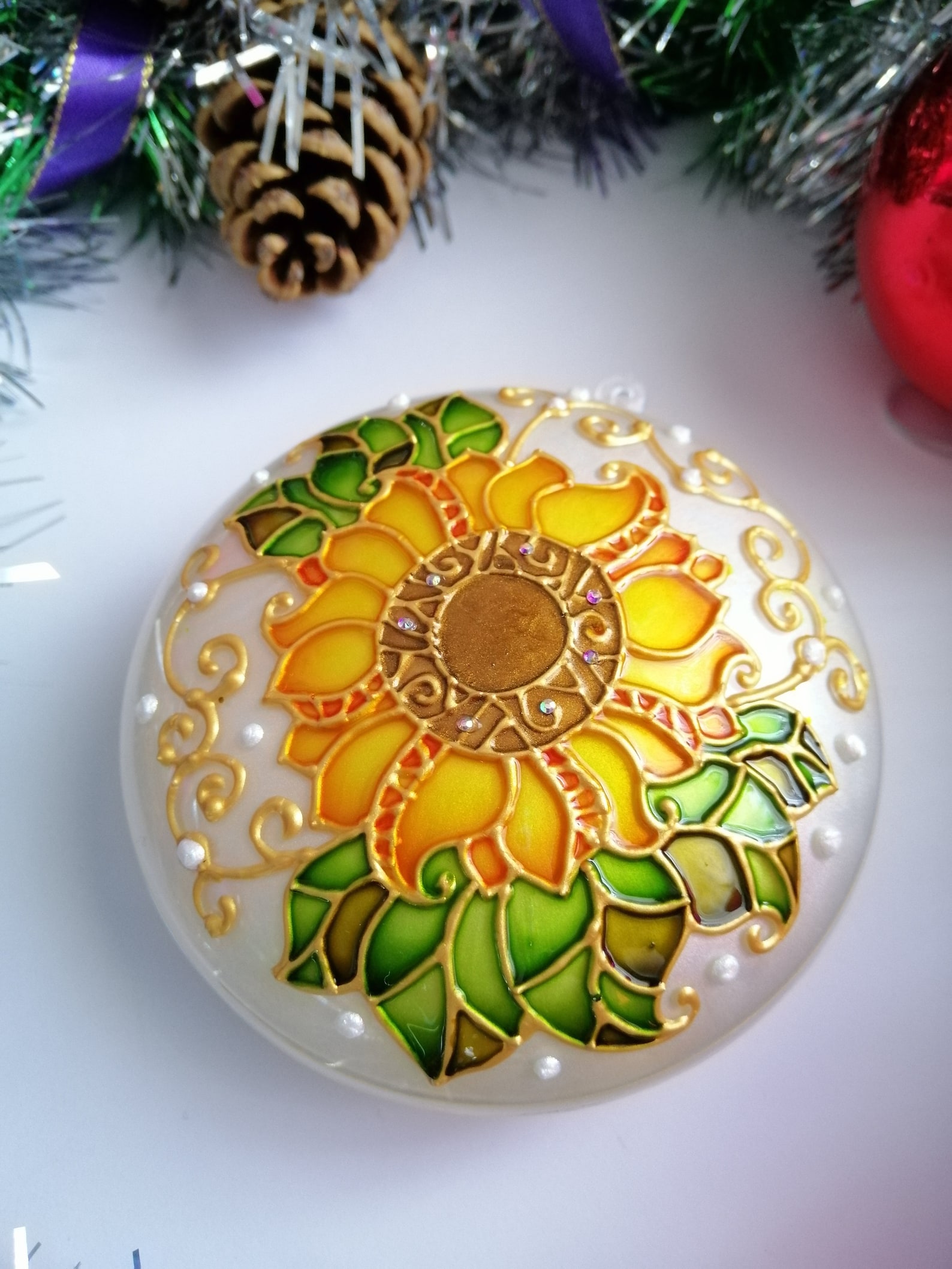 Sunflower Christmas Ornament Handmade Rustic Christmas Etsy