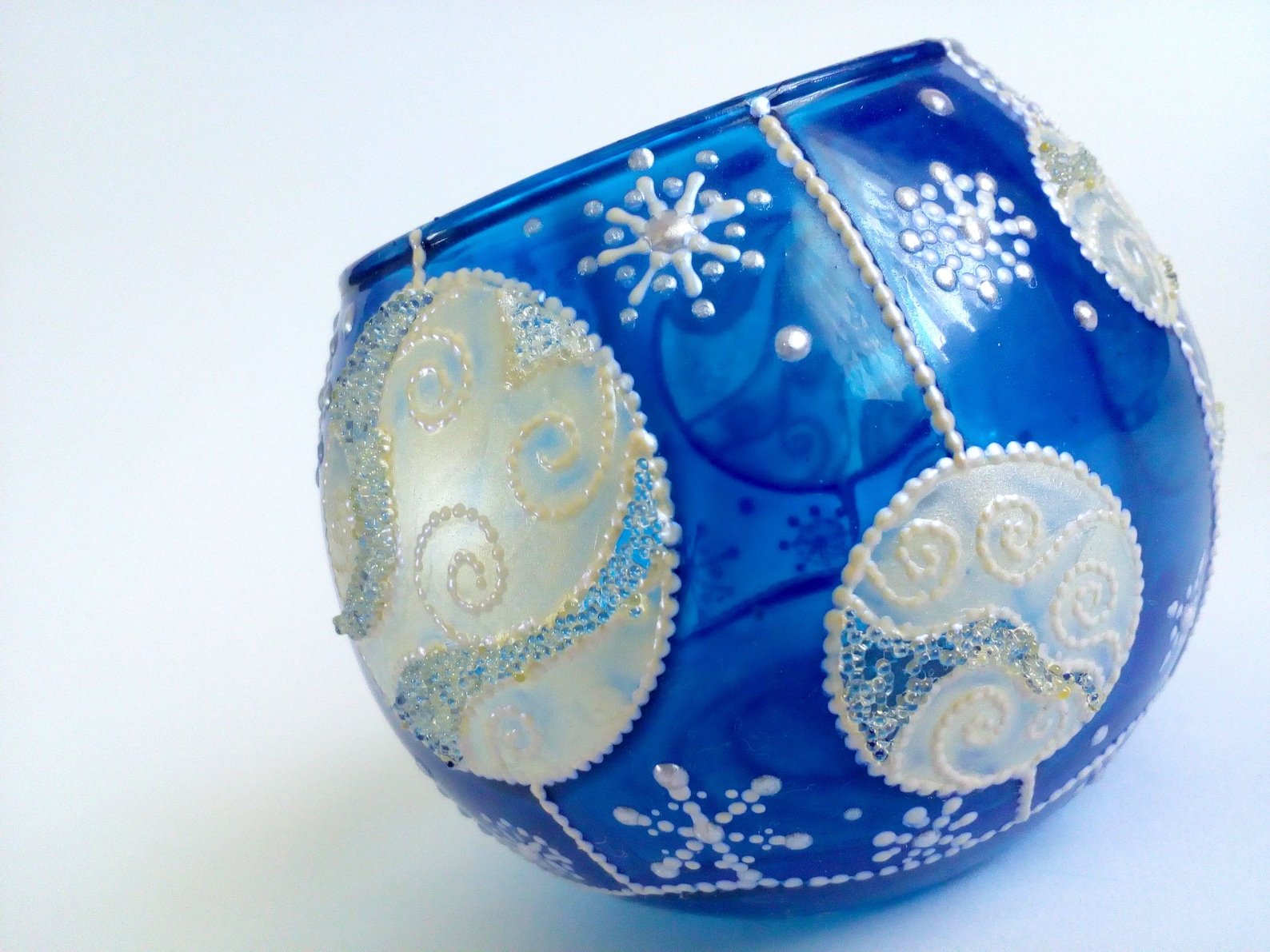 Christmas candle holder Glass candle holder Hand painted Etsy