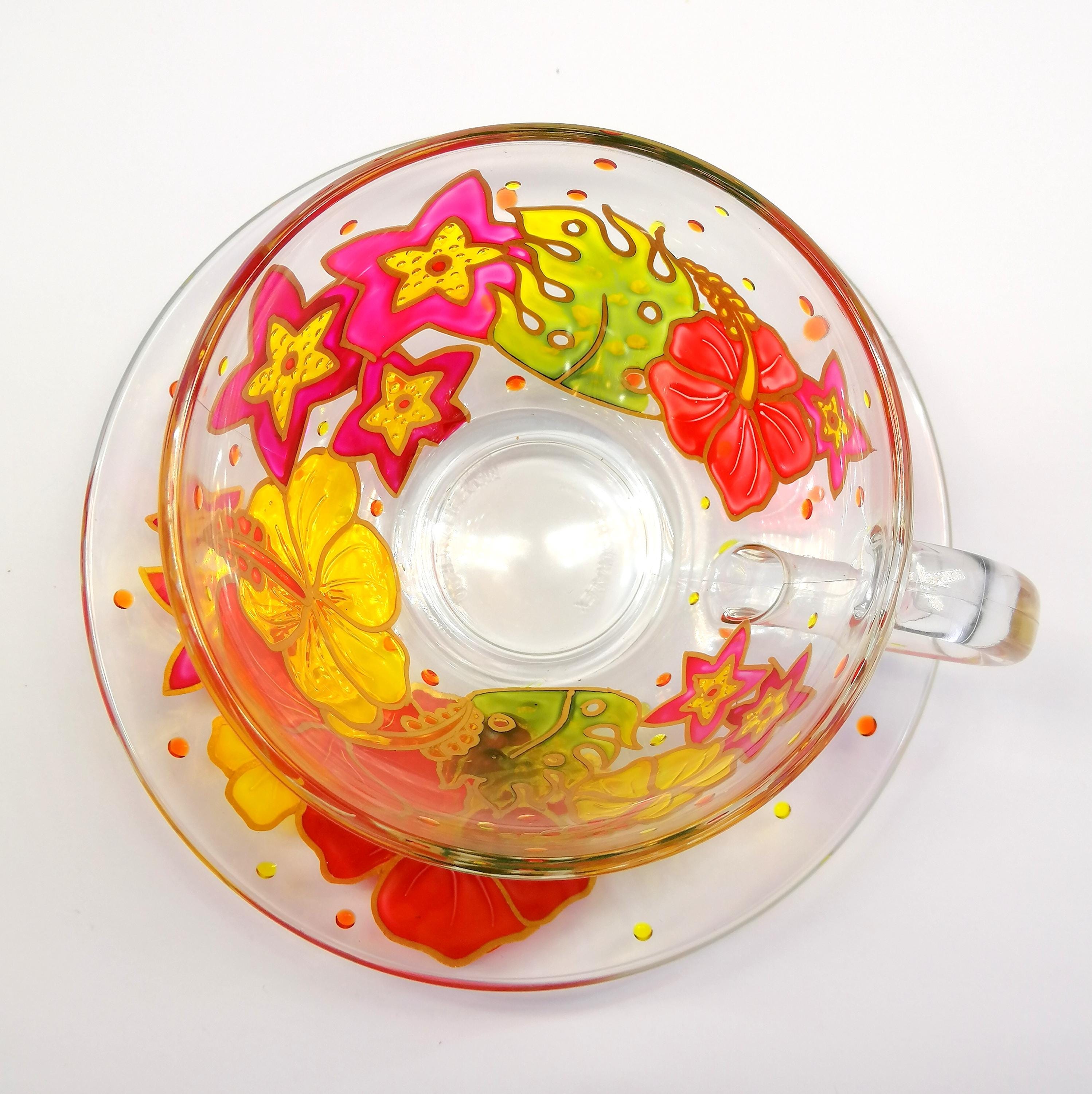 Hawaii Tea Cup and Saucer Tropical Tea Set for One Flower