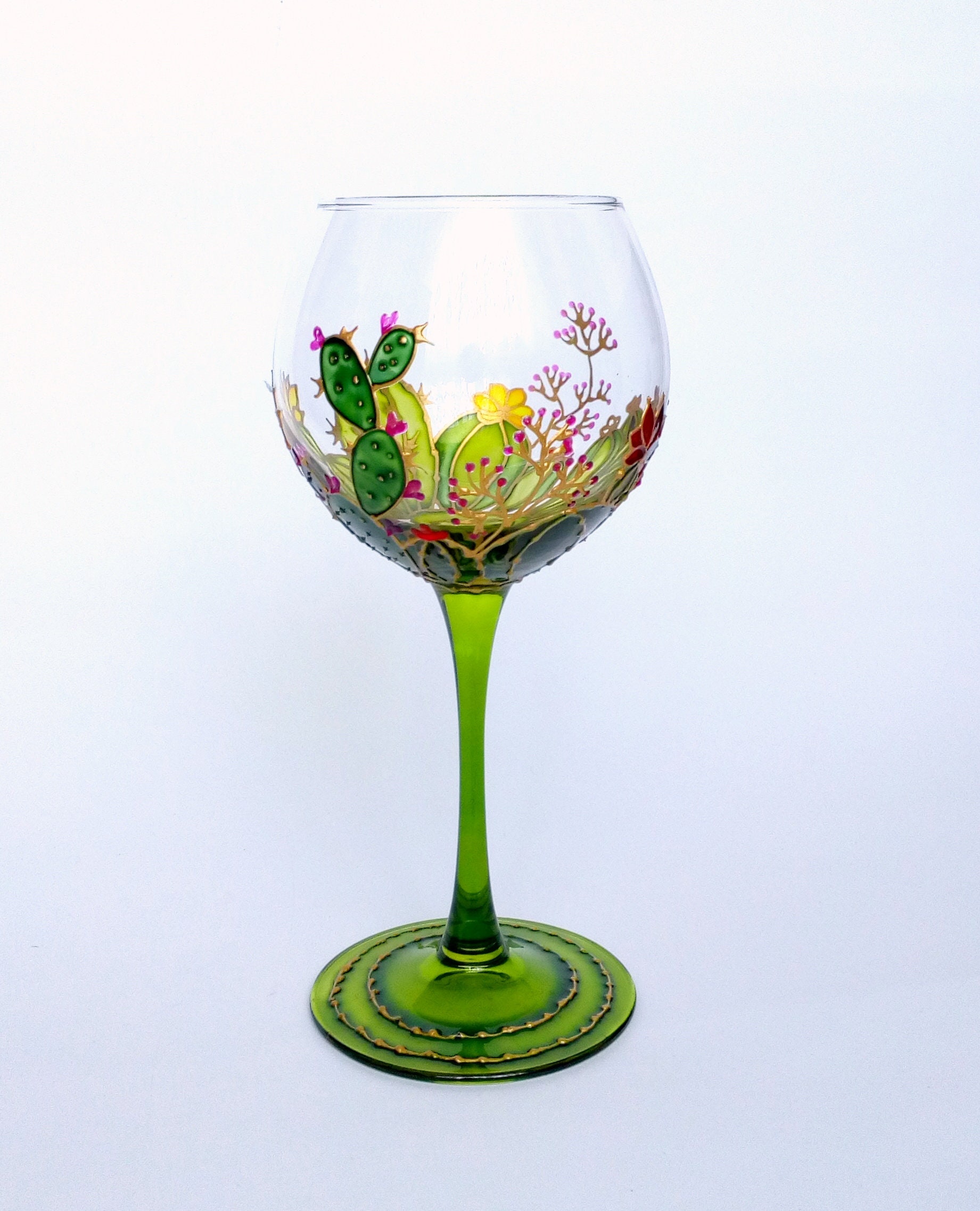 Cactus wine glass Hand painted personalized wine glasses Etsy