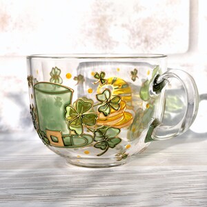 Personalized Irish Shamrock Mug, Lucky four Leaf Clover Mug, St. Patricks Day Initial Mug, St. Paddys Day Gift, Lucky Day Gift for him