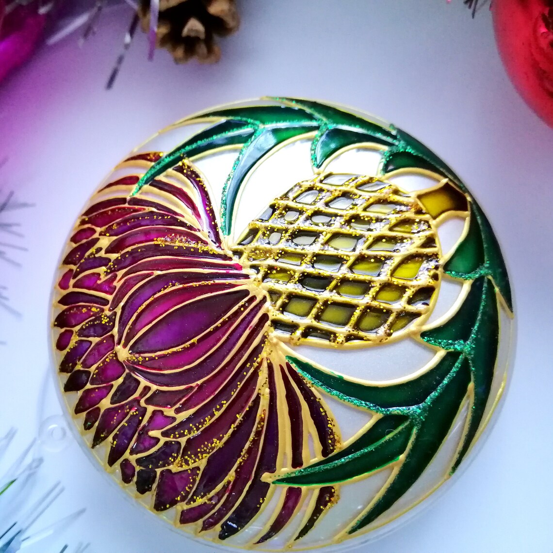 Scottish thistle Christmas ornament handmde Hand painted Etsy