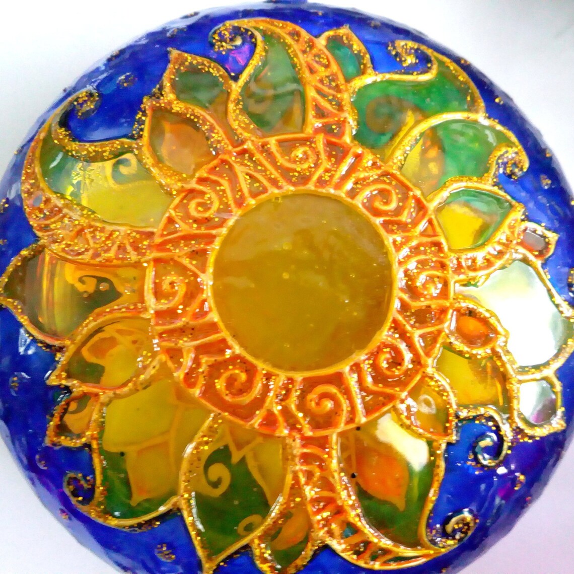 Sun christmas ornament Hand painted christmas ball Tree Etsy