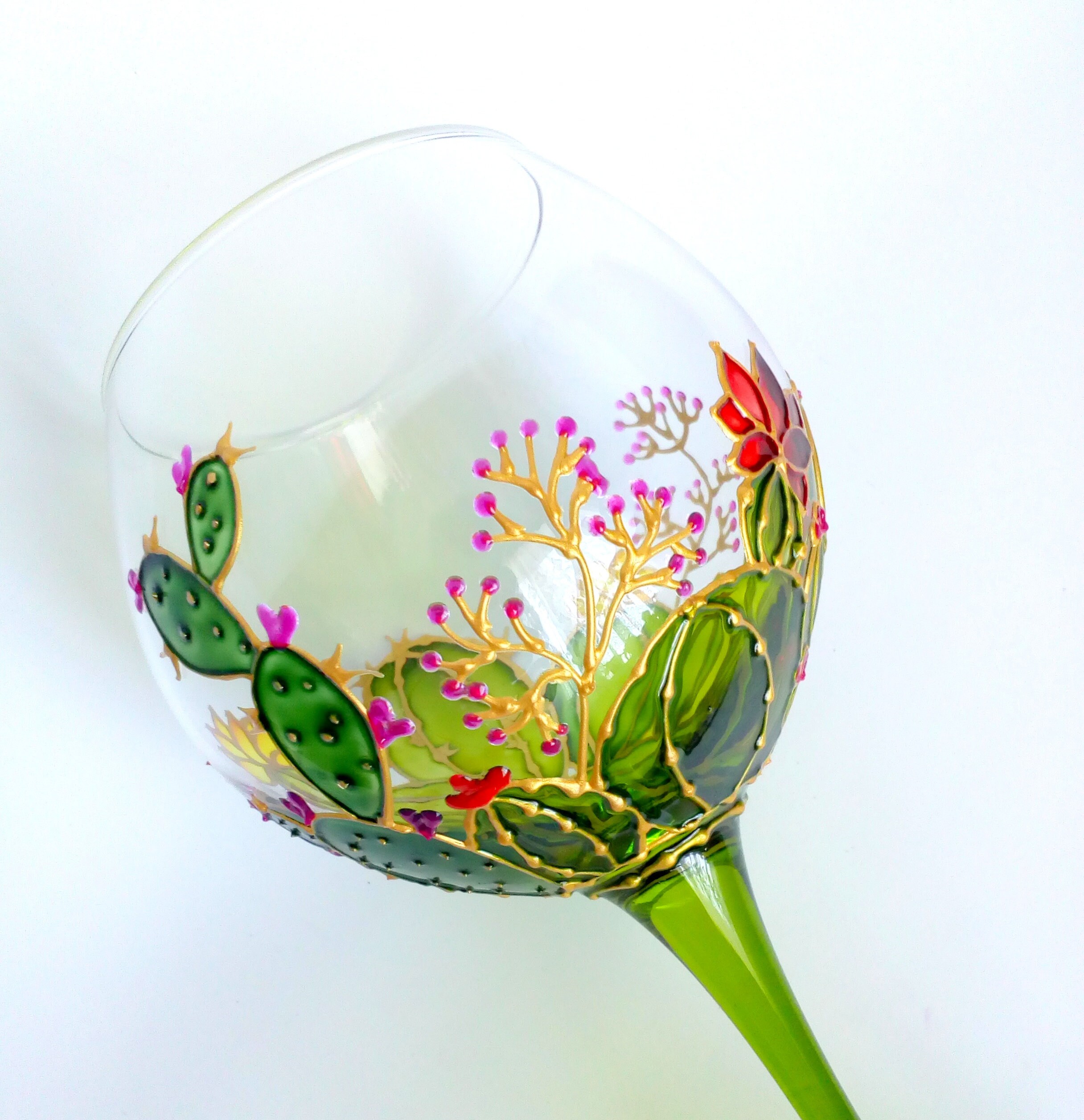 Cactus wine glass Hand painted personalized wine glasses Etsy