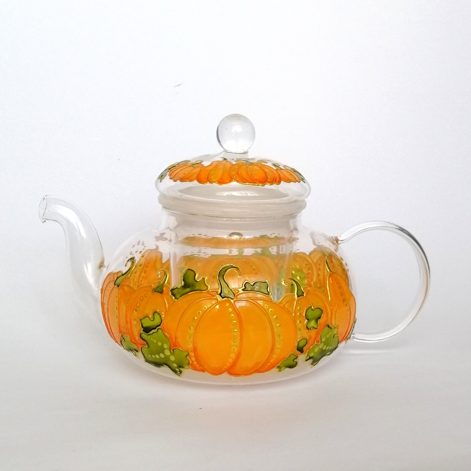 Pumpkin Teapot Hand Painted Personalised Glass Teapotfor Etsy Canada