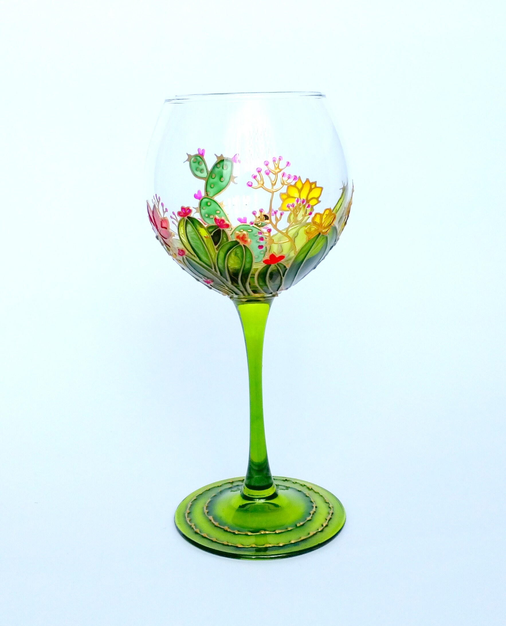 Cactus wine glass Hand painted personalized wine glasses Etsy