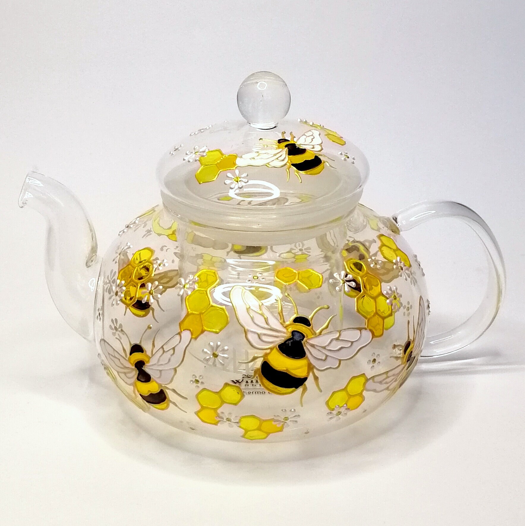 Bee Glass Teapot Personalised Tea Pot With Wedding Etsy