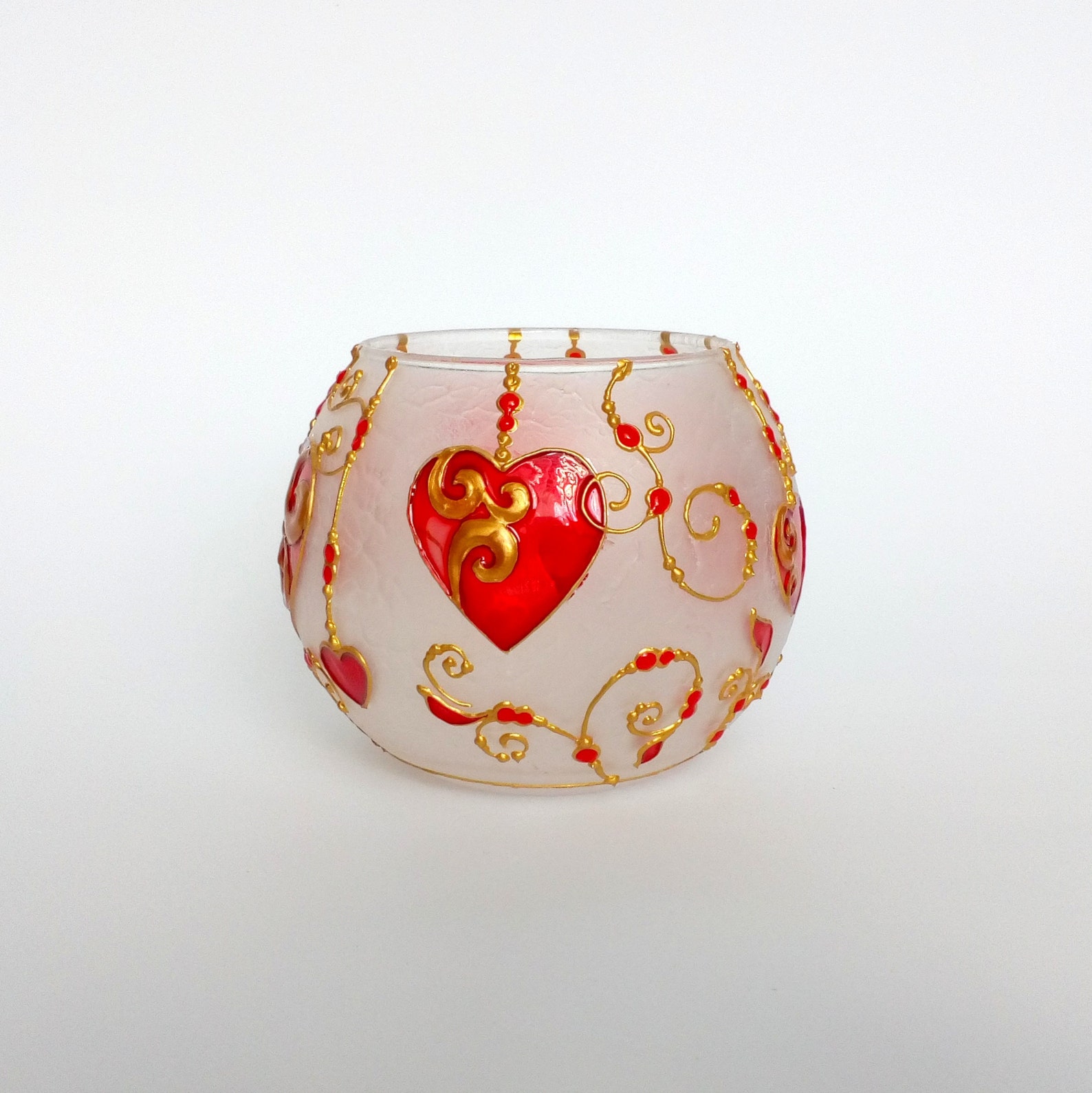 Valentines Day Candle Holder Hand Painted Candle Holder Glass Etsy