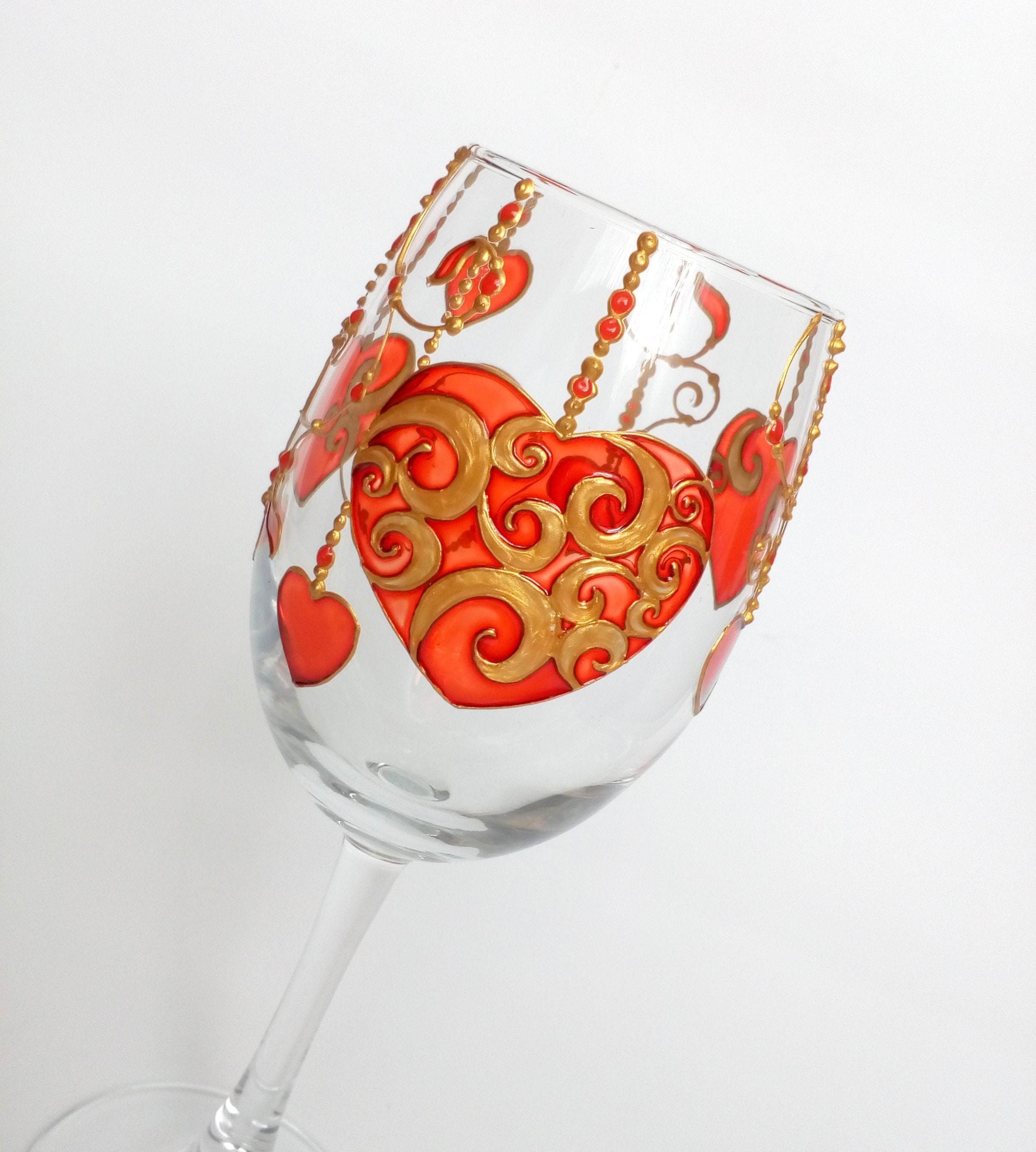 Fiala Design Works Stemless Wine Glasses Hearts