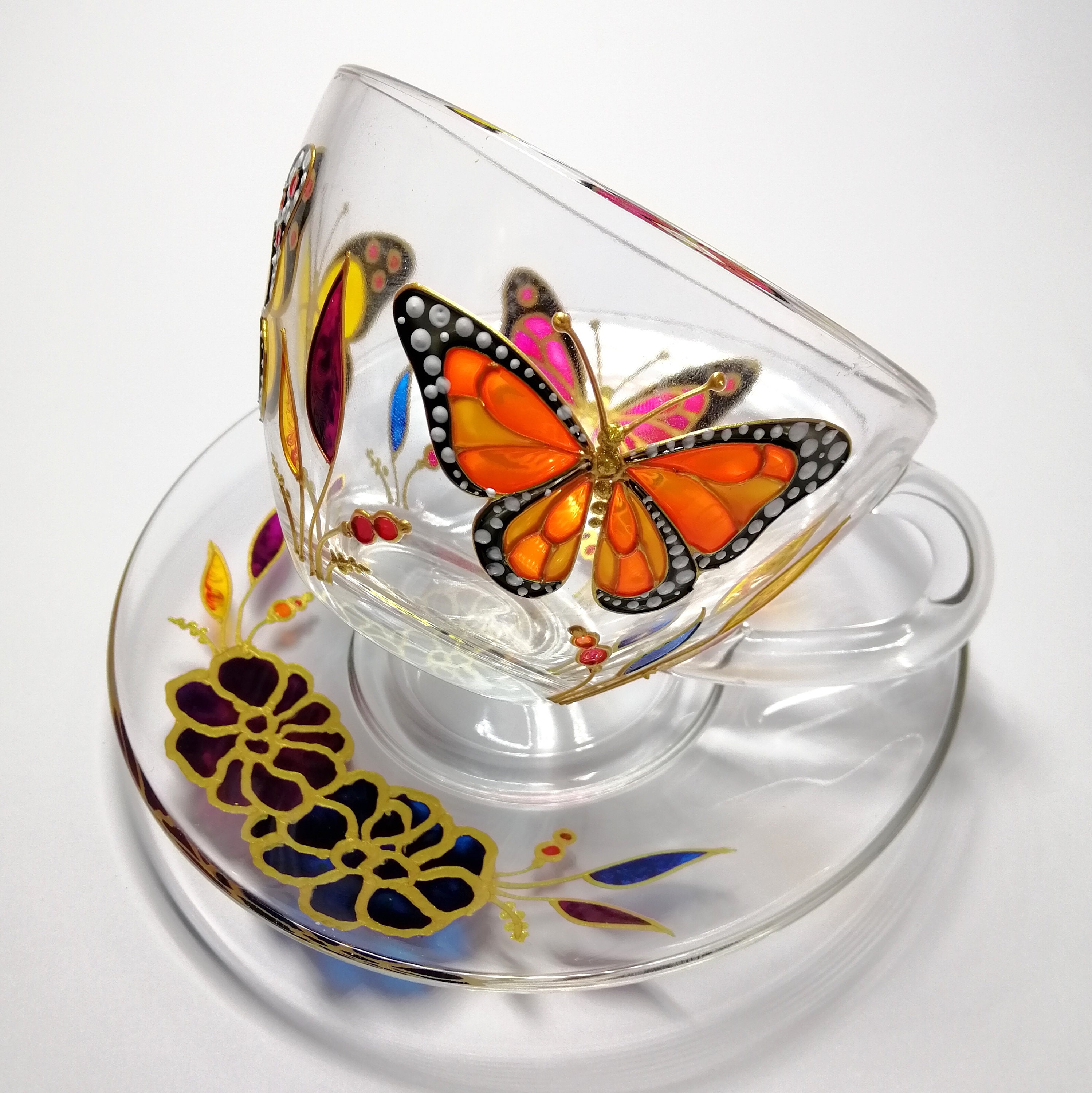Butterfly Monarch tea cup and saucer personalised Mother's Etsy
