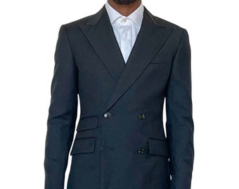 Men's Black Double Breasted Suit