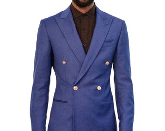 Men's Royal Blue Double Breasted Suit