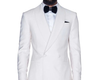 Men's Cream Wool Shawl Lapel Tuxedo