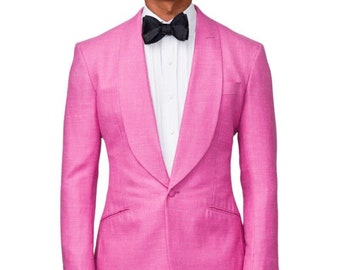 Men's Pink Wool-Silk Shawl Lapel Tuxedo