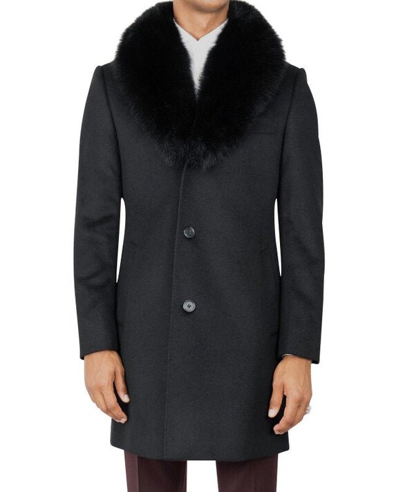 black fox fur collar coat