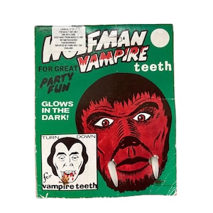 Vintage HORROR WOLFMAN VAMPIRE Teeth 1970s New Old Joke Shop Stock Halloween