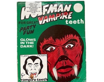 Vintage HORROR WOLFMAN VAMPIRE Teeth 1970s New Old Joke Shop Stock Halloween