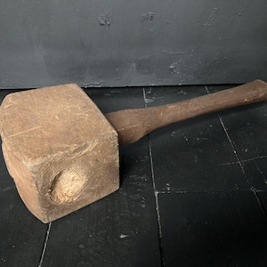 Vintage Large Carpenters Mallet Wooden Hammer Woodworking Tool Carpentry Wood Tools