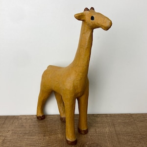 Vintage Paper Mache Giraffe Figurine Animal Statue Mid Century Retro Kitsch