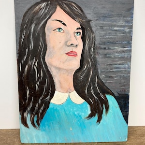 Vintage Original Öl Gemälde An Bord 60er Jahre Dame Portrait 1960s Wand Kunst Vintage Glamour Mid Century Gemälde England