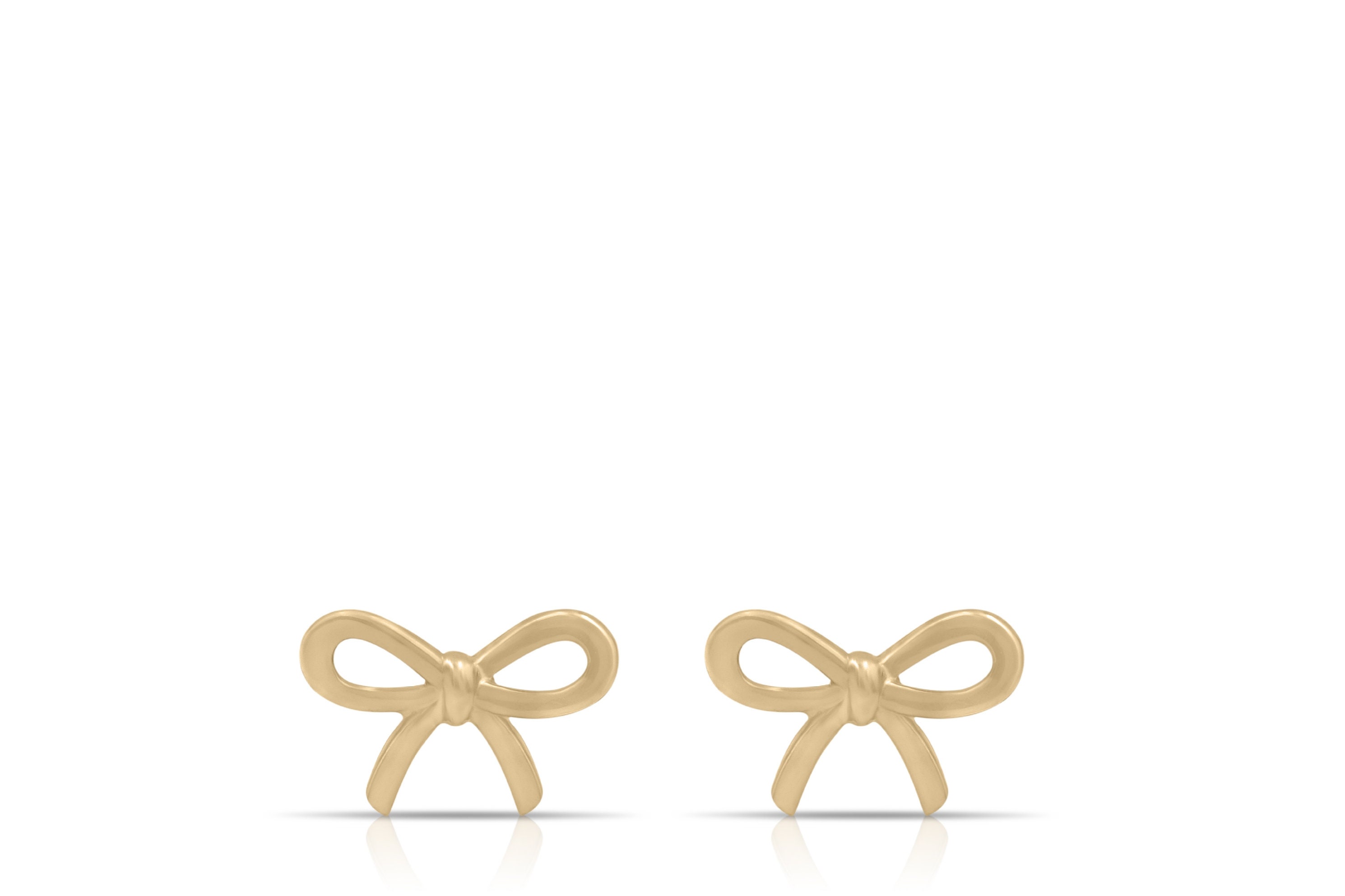 14K Real Gold Bow Stud Earrings Etsy