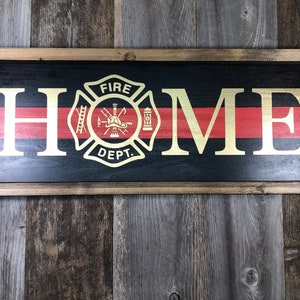 Thin Red Line Firefighter Home Sign | Firefighter Home Sign | Firefighter Decor | Thin Red Line Decor | Thin Red Line Sign | Home Sign