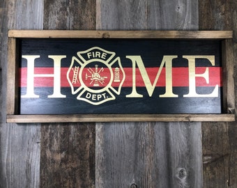 Thin Red Line Firefighter Home Sign | Firefighter Home Sign | Firefighter Decor | Thin Red Line Decor | Thin Red Line Sign | Home Sign