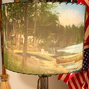 Vintage Camping Scenes Lamp Shade. Great for Cottage, Camp, Home, Lodge, Cabin or Farmhouse decor USA MADE #slowliving