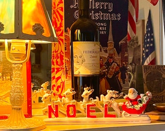 Rare old vintage RELCO Japan NOEL Santa and Sleigh . . . Check or MO only please . . .