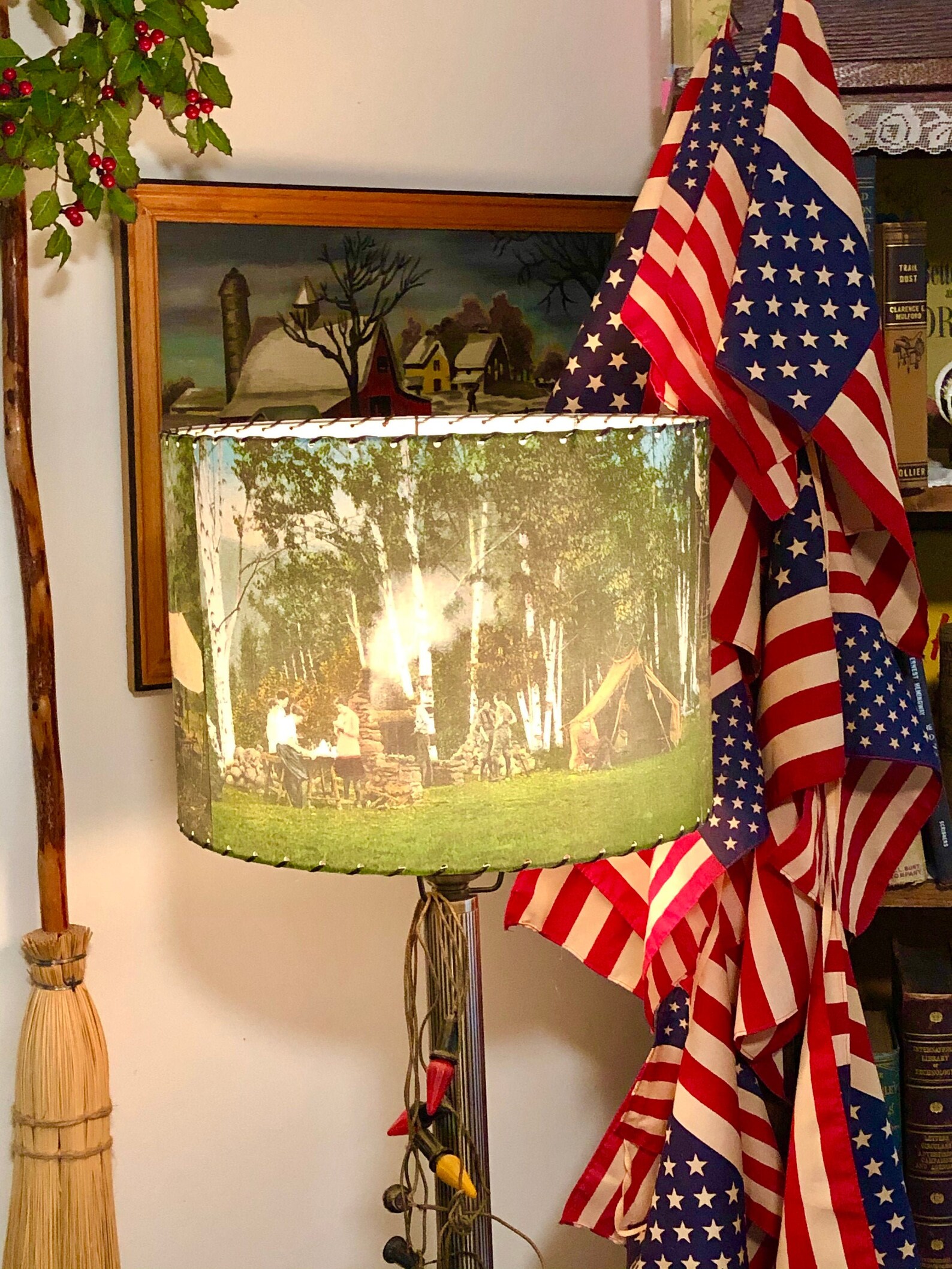 Vintage Camping Scenes Lamp Shade. Great for Cottage Camp Etsy