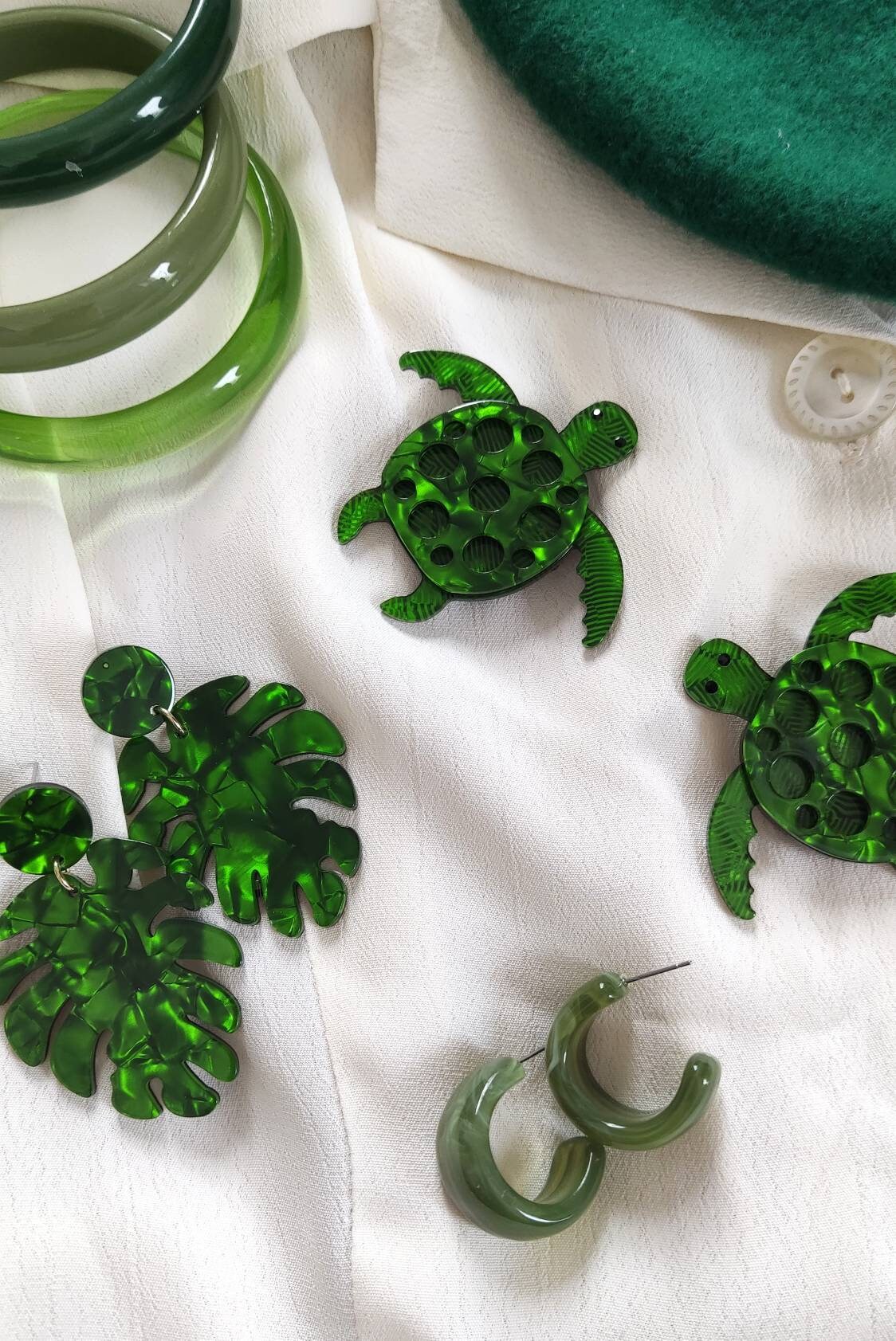 Green Turtle Lucite Fakelite Bakelite Style Brooch 1940 S 1950 - Etsy