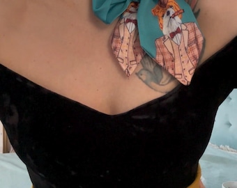 Vintage scarf , beautiful Scarf, Scarf with dog
