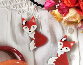 Broche de baquelita estilo fakelite de zorro naranja, década de 1940 y década de 1950, broche de otoño de zorro, amante de los zorros