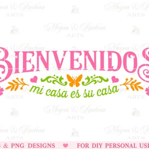 Bienvenidos Svg, Bienvenidos Sign, Spanish Welcome Sign Svg, Mexican Svg, Latin, Mi Casa Es Su Casa Svg, Spanish Home Sign, Welcome Sign Svg image 1