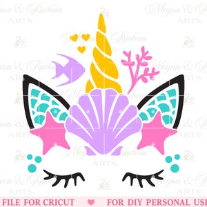 Sirène Licorne Svg, Svg licorne, Svg été, anniversaire de sirène, Svg magique, Svg Licorne mignonne, Svg chemise fille, fichier coupé, fichier Svg Cricut