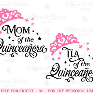 Quince Family Svg, moeder Svg, Tia Svg, Quinceanera Svg, Sweet 15 Svg, Quinceañera Svg, Spaanse Latina Cumpleanos Svg, Svg Cut File voor Cricut