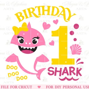 1st Birthday Shark Svg, Shark Doo Doo Svg, Shark Birthday Svg, Birthday Girl Svg, Shark Kids Svg, First Birthday, Svg Files Cricut Cut Files