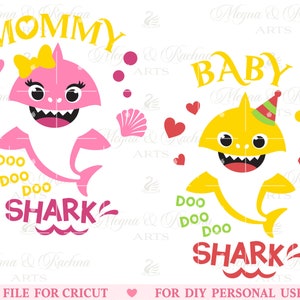 Mommy Shark Svg, Baby Shark Svg, Mommy and Me Svg, Mama Shark, Camisas de Tubarão, Engraçado Family Matching Svg, Shark Family Svg, Family Shark Svg