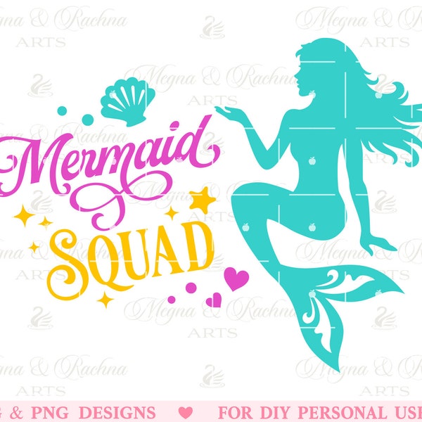 Mermaid Squad Svg, Mermaid Squad, Mermaid Svg, Mermaid Party Svg, Mermaid Shirt Svg, Mermaid Birthday Svg, Mermaid Cricut, Cut file, Png