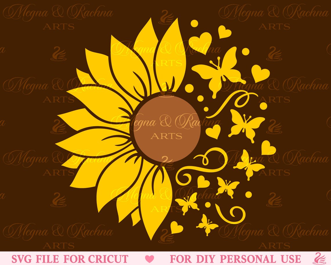 Sunflower Butterfly Svg Sunflower and Butterflies Svg Etsy