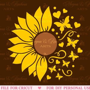 Tournesol papillon Svg, Svg tournesol et papillons, Svg tournesol, source d'inspiration Svg, Svg fleur papillon, couper fichier, fichier Svg Cricut