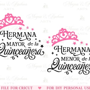 Kweepeer familie Svg, Hermana Svg, Familia Svg, Quinceanera Svg, Sweet 15 Svg, Quinceañera Svg, Spaanse Latina Cumpleanos Svg, Svg-bestand Cricut