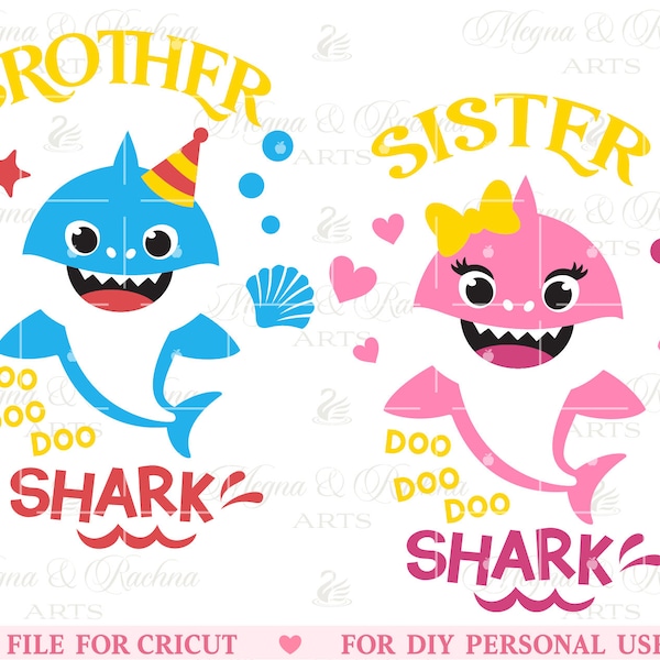 Sister Shark Svg, Brother Shark Svg, Shark Family Svg, Shark Birthday Svg, Shark Shirts,Funny Family Matching Svg,Shark Family Svg,Shark Svg