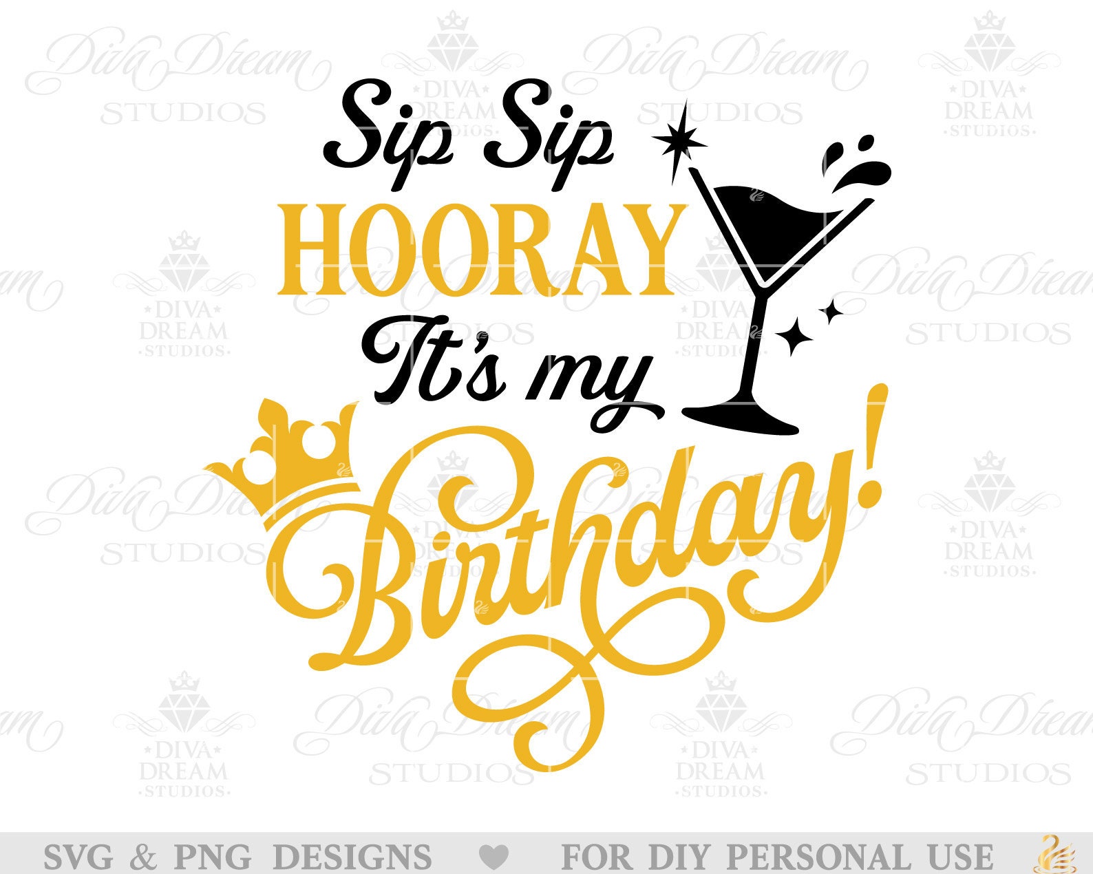 Sip Sip Hooray Svg Its My Birthday Svg Girl Birthday Svg | Etsy Canada