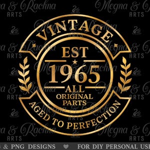 60. Geburtstag für Männer Frauen, 1965 gealtert zur Perfektion Svg, 1965 Geburtstag Svg, 1965 Vintage Svg, 60