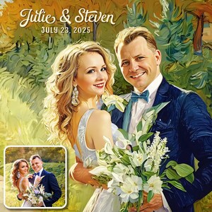 Pintura de foto, retrato de casal personalizado, retrato de casamento, presente de aniversário, impressão em tela, digital, pintura de casal, arte de parede de casal