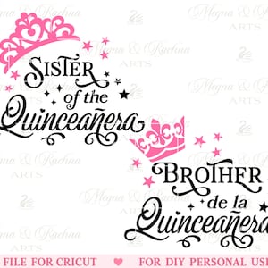Quince Familia Svg, Hermana Svg, Hermano Svg, Hermana, Hermano, Quinceanera Svg, Dulce 15 Svg, Quinceañera Svg, Español Latina Cumpleanos Svg