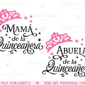 Kweepeer familie Svg, Abuela Svg, Mama Svg, Quinceanera Svg, Sweet 15 Svg, Quinceañera Svg, Spaanse Latina Cumpleanos Svg, Svg Cut File Cricut