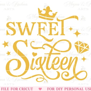 Sweet Sixteen SVG, Sweet 16 SVG, Sechzehnter Geburtstag SVG, Sweet Sixteen Shirt SVG, Sweet Sixteen Geburtstag Mädchen SVG, 16 SVG, Cut File Cricut