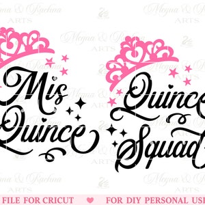 Mis Quince Schlussmarke, Quitte Squad Schlussmarke, Quinceanera Schlussmarke, Sweet 15 Schlussmarke, Quinceaños Schlussmarke, Spanische Lateinine Cupleanos Vorlage